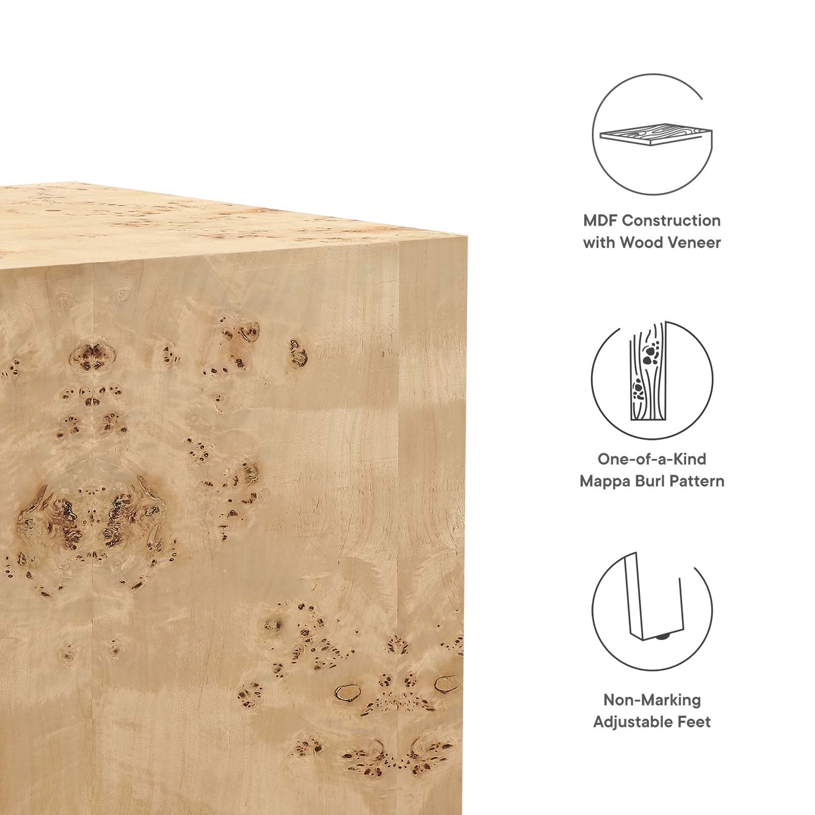 Cosmos 16" Square Burl Wood Side Table By Modway - EEI-6273 - Image 14
