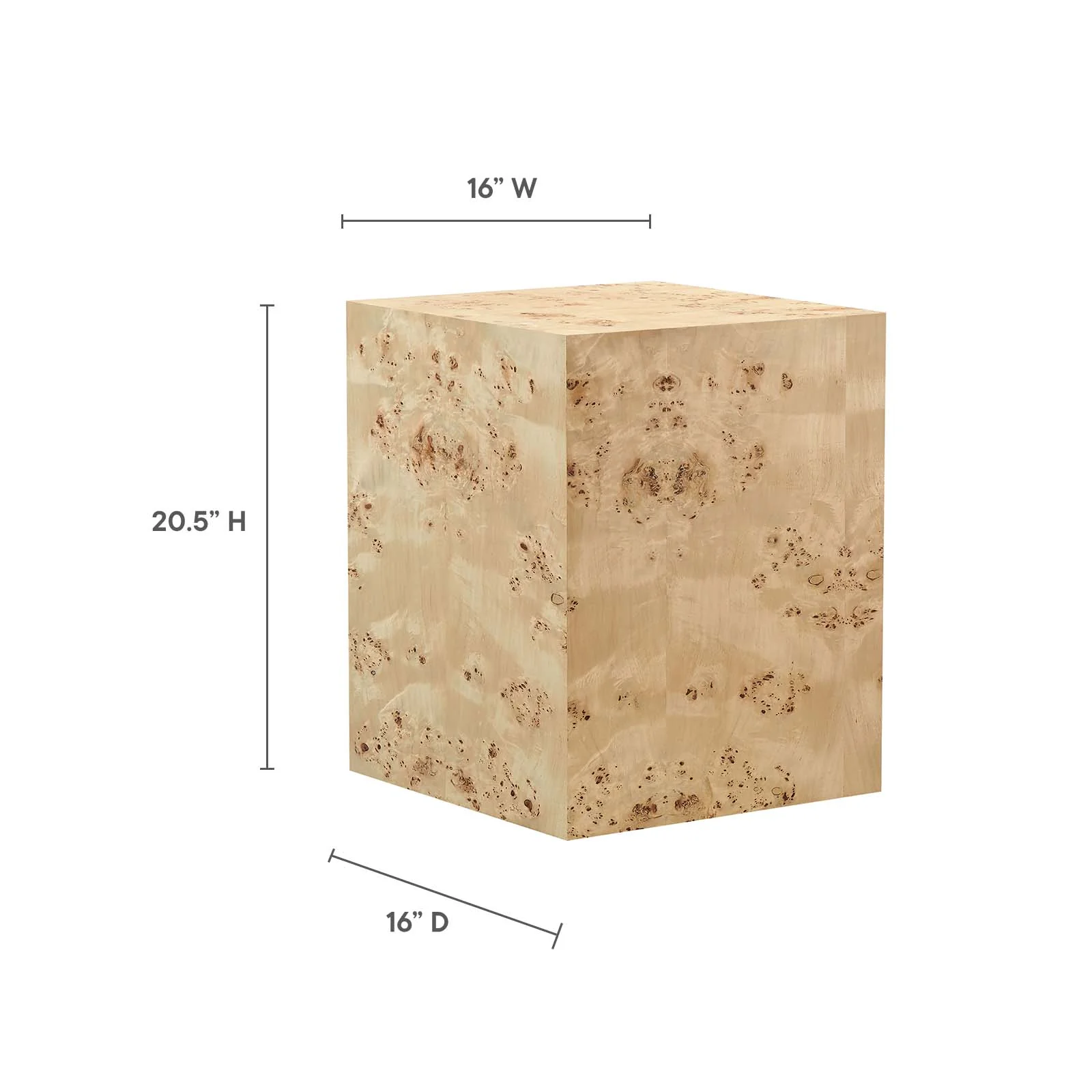 Cosmos 16" Square Burl Wood Side Table By Modway - EEI-6273 - Image 15