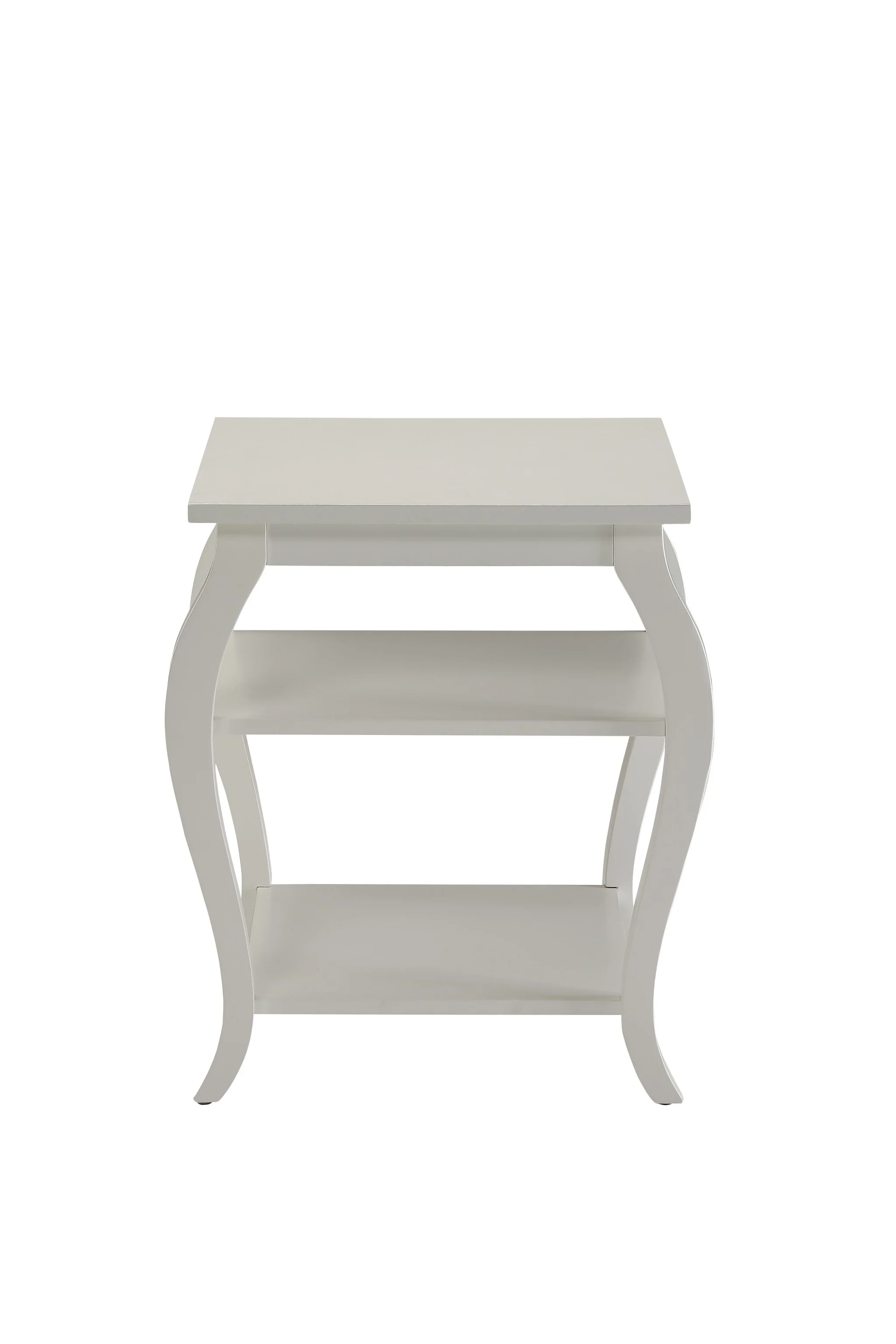 Cottage White Bow Leg Square End Table By Homeroots - Image 2