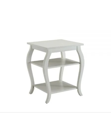 Cottage White Bow Leg Square End Table By Homeroots - Image 3