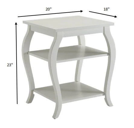 Cottage White Bow Leg Square End Table By Homeroots - Image 5