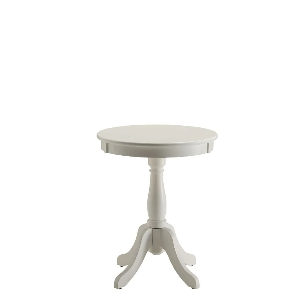 Cottage White Wood Pedestal Side or End Table By Homeroots - Image 2