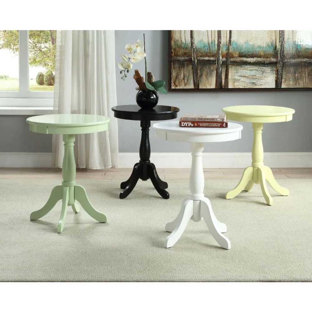 Cottage White Wood Pedestal Side or End Table By Homeroots - Image 4