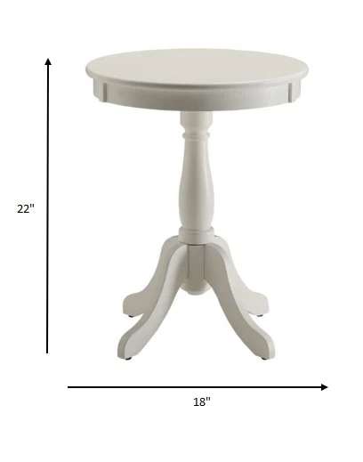 Cottage White Wood Pedestal Side or End Table By Homeroots - Image 5