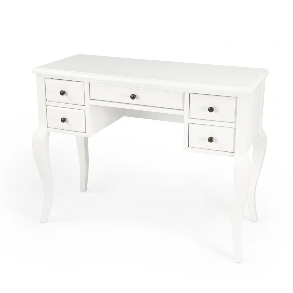 Cottage White Writing Desk By Homeroots - Image 2