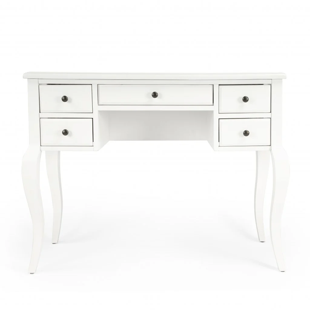 Cottage White Writing Desk By Homeroots - Image 4