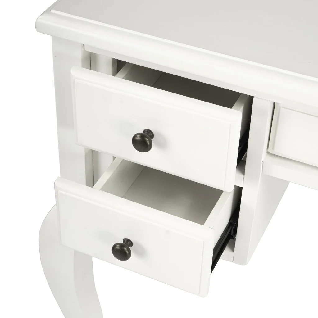 Cottage White Writing Desk By Homeroots - Image 7