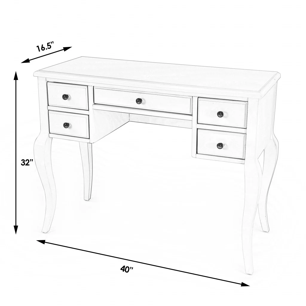 Cottage White Writing Desk By Homeroots - Image 9