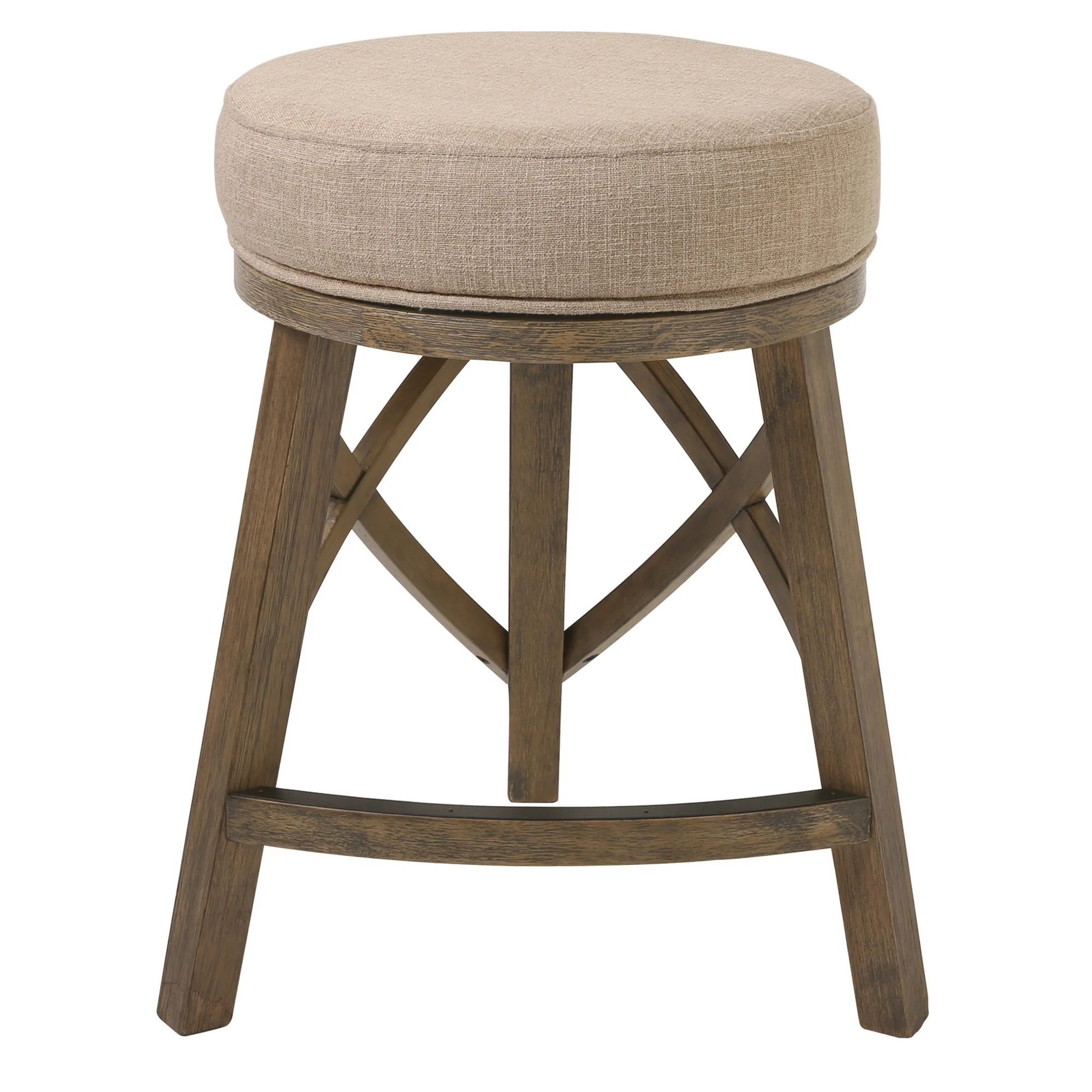 Counter Height Cream Modern Round Three Leg Stool By Homeroots - Image 2