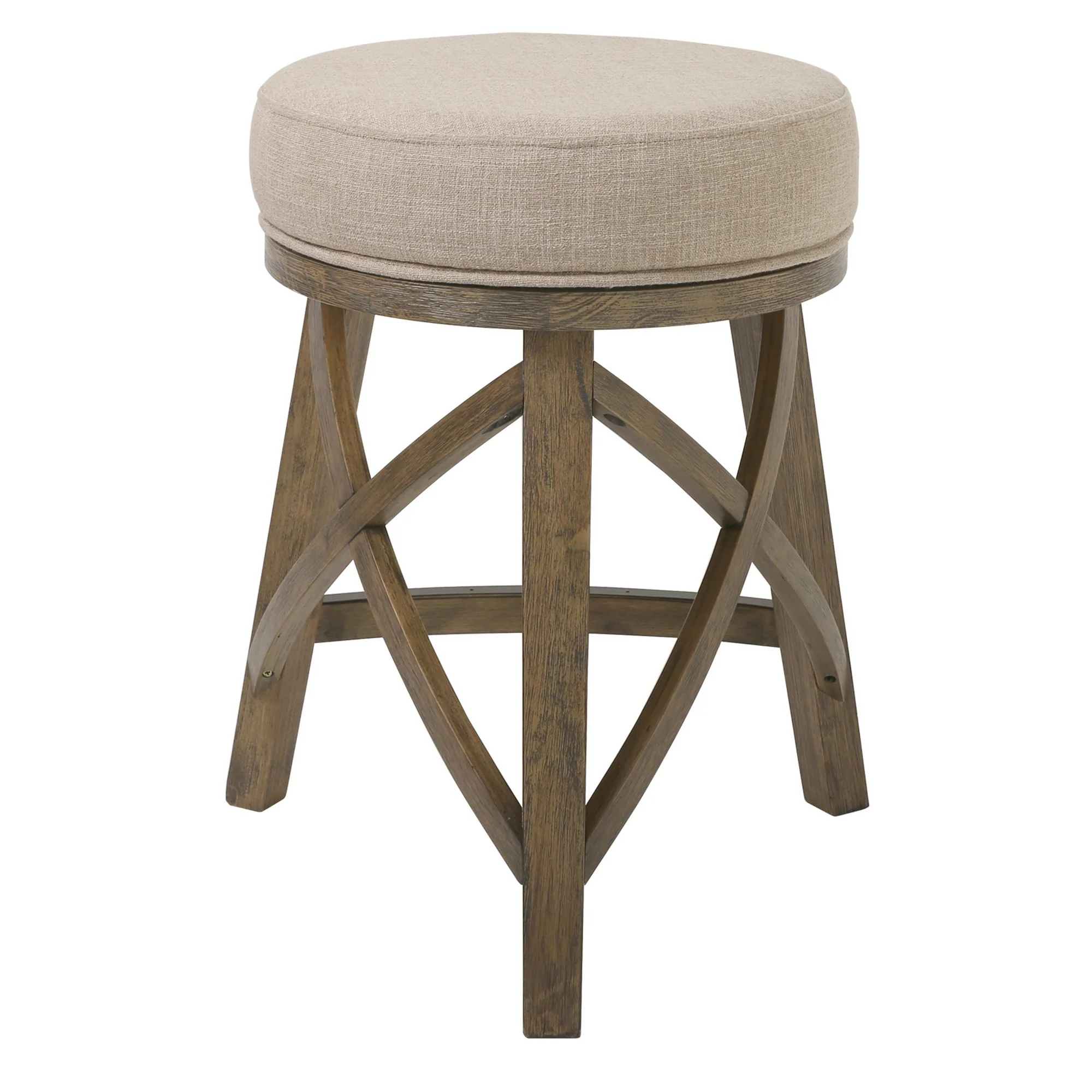 Counter Height Cream Modern Round Three Leg Stool By Homeroots - Image 3
