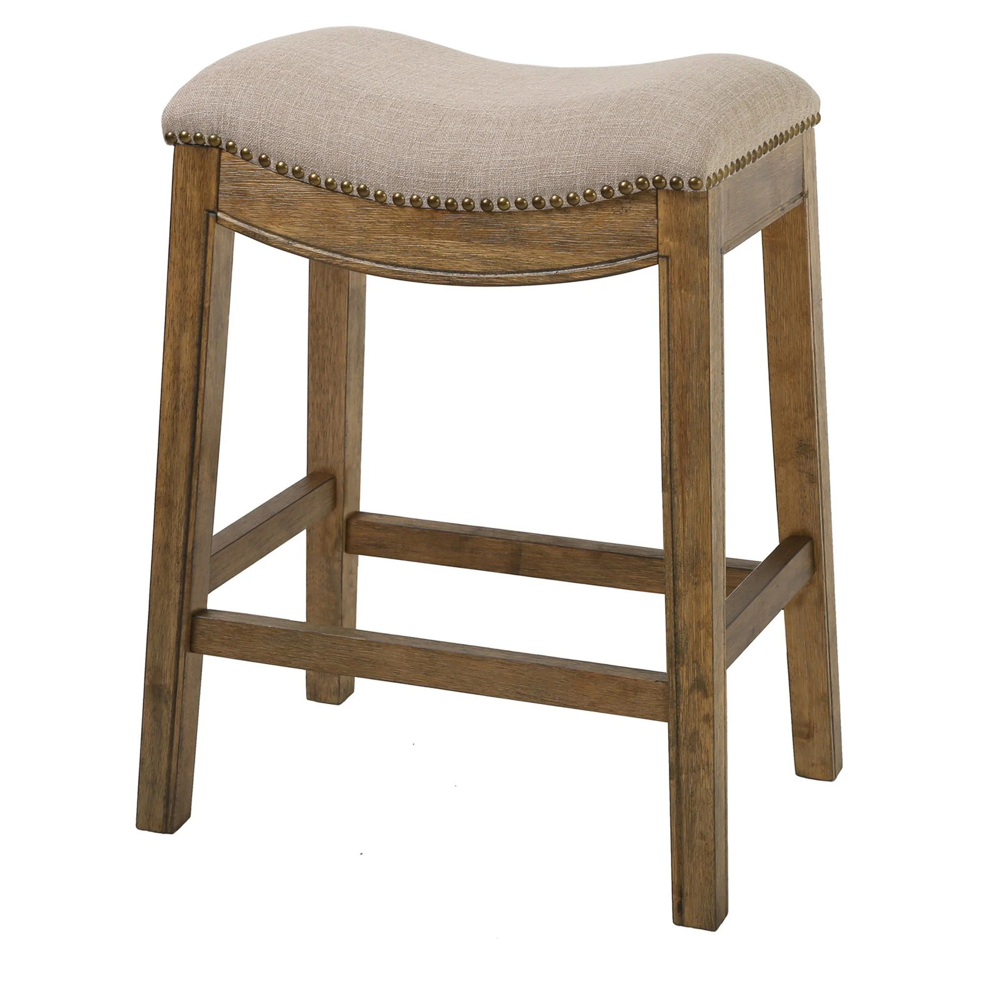 Counter Height Saddle Style Taupe Stool By Homeroots - Image 5