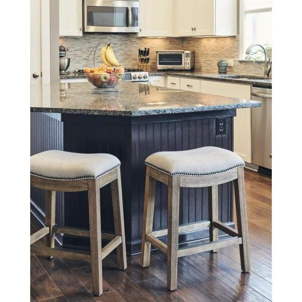 Counter Height Saddle Style Taupe Stool By Homeroots - Image 8
