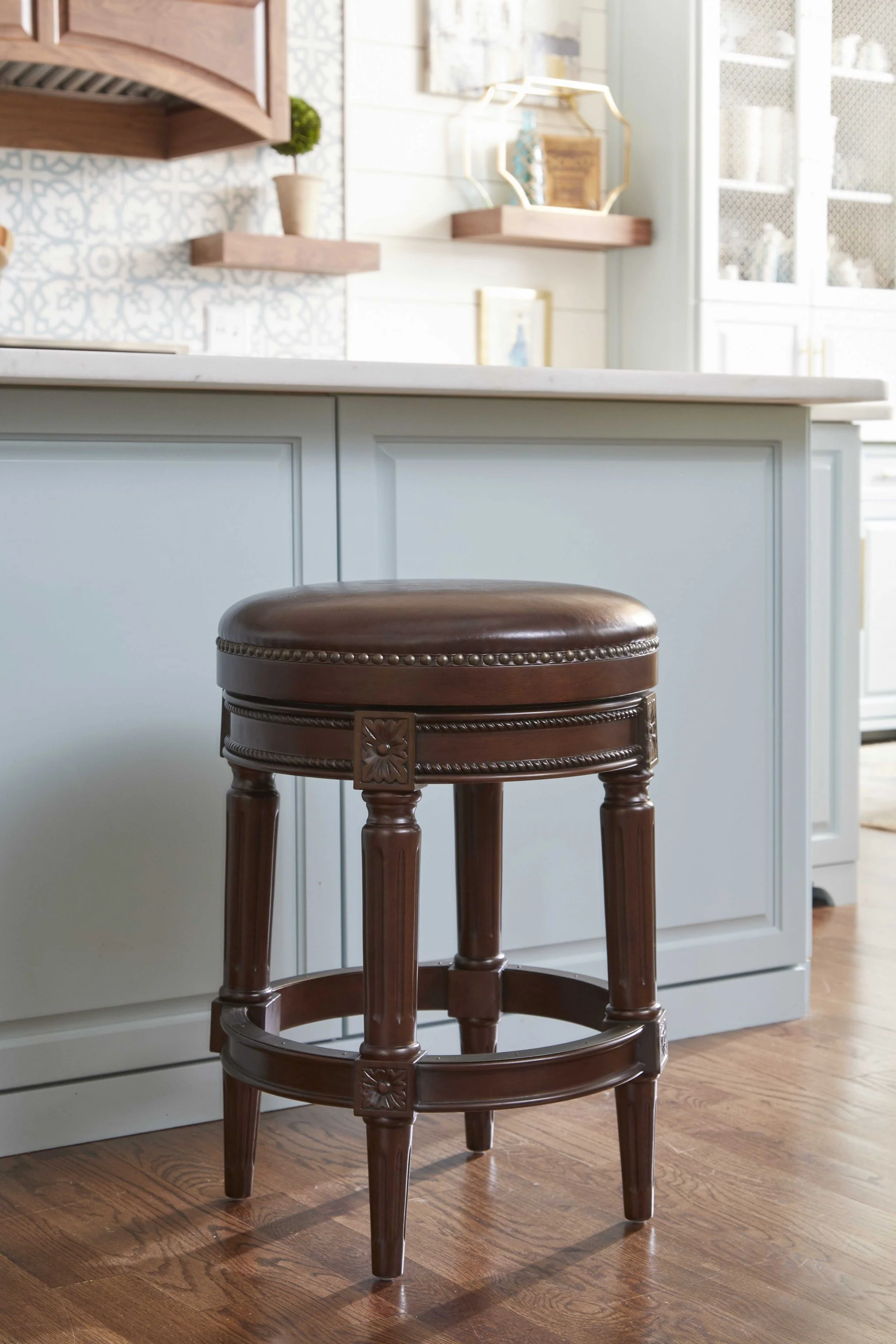 Counter Height Stool In Distressed Walnut Finished By Homeroots - Image 4