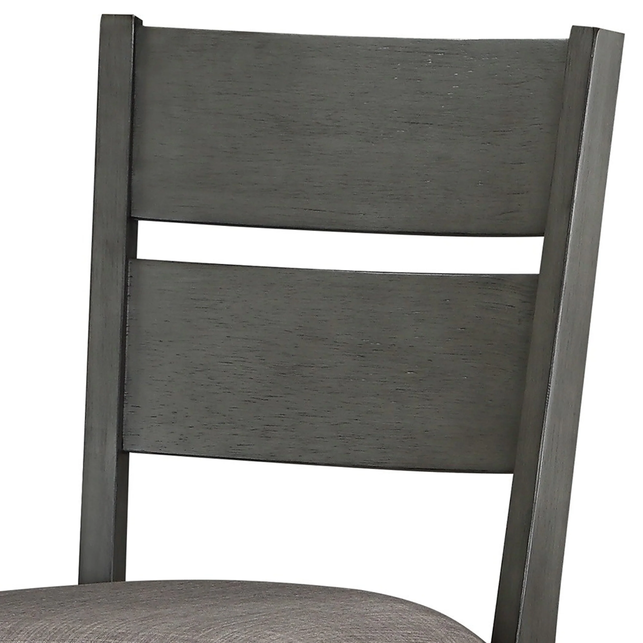 Counter Height With Chair With Ladder Backrest And Fabric Padded Seat, Gray By Benzara - Image 4