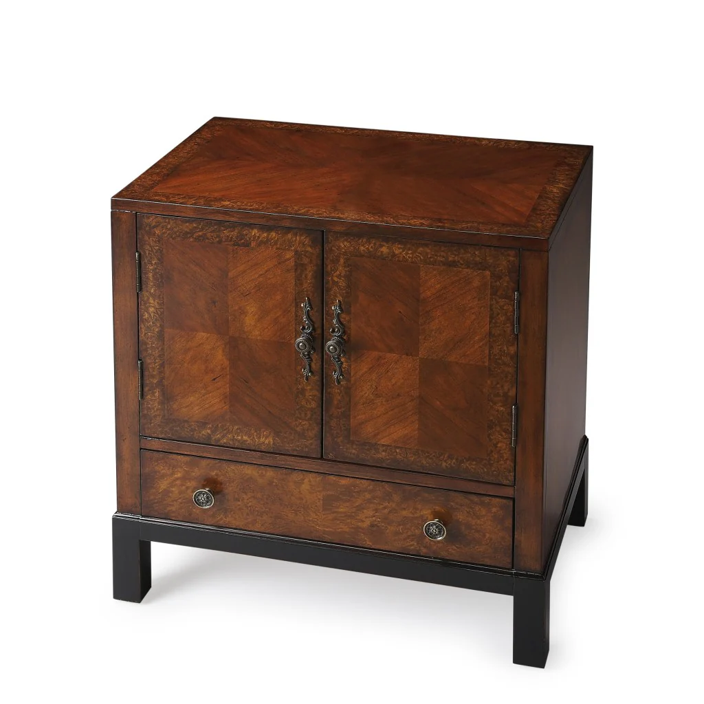 Courtland Cherry & Burl Accent Cabinet By Homeroots - Image 2