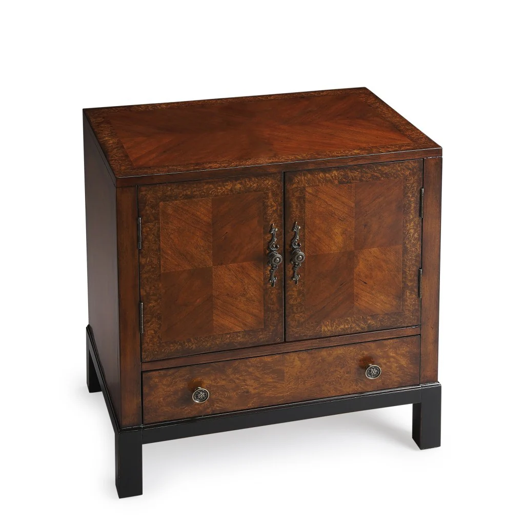 Courtland Cherry & Burl Accent Cabinet By Homeroots - Image 3