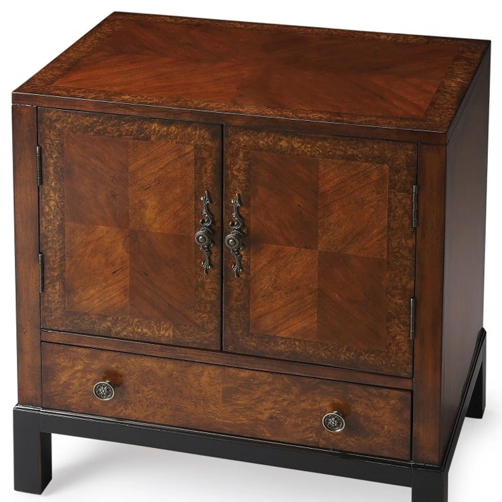 Courtland Cherry & Burl Accent Cabinet By Homeroots - Image 4