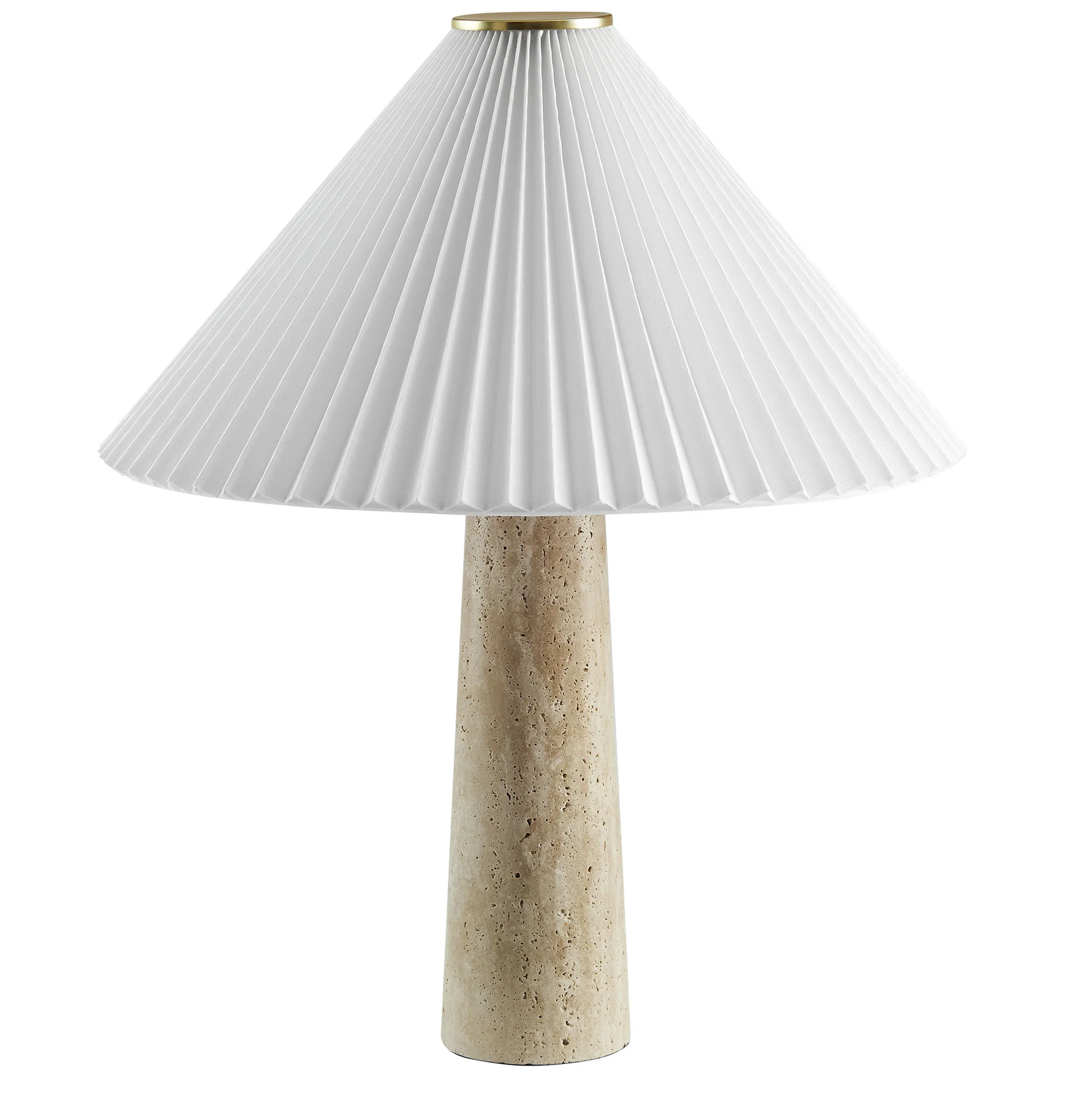 Cove Travertine Table Lamp With Pleated Shade by Modway - Image 2