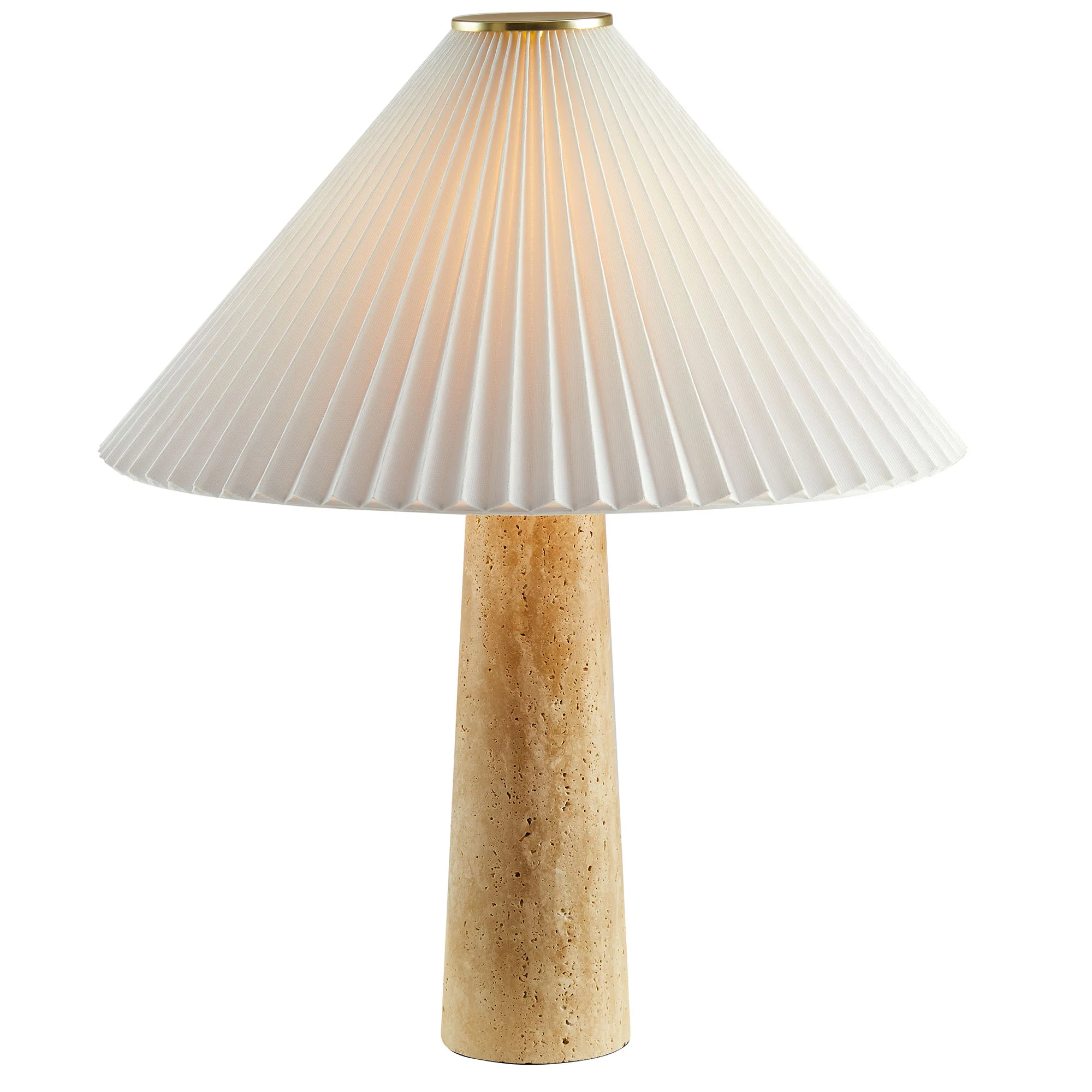 Cove Travertine Table Lamp With Pleated Shade by Modway - Image 4