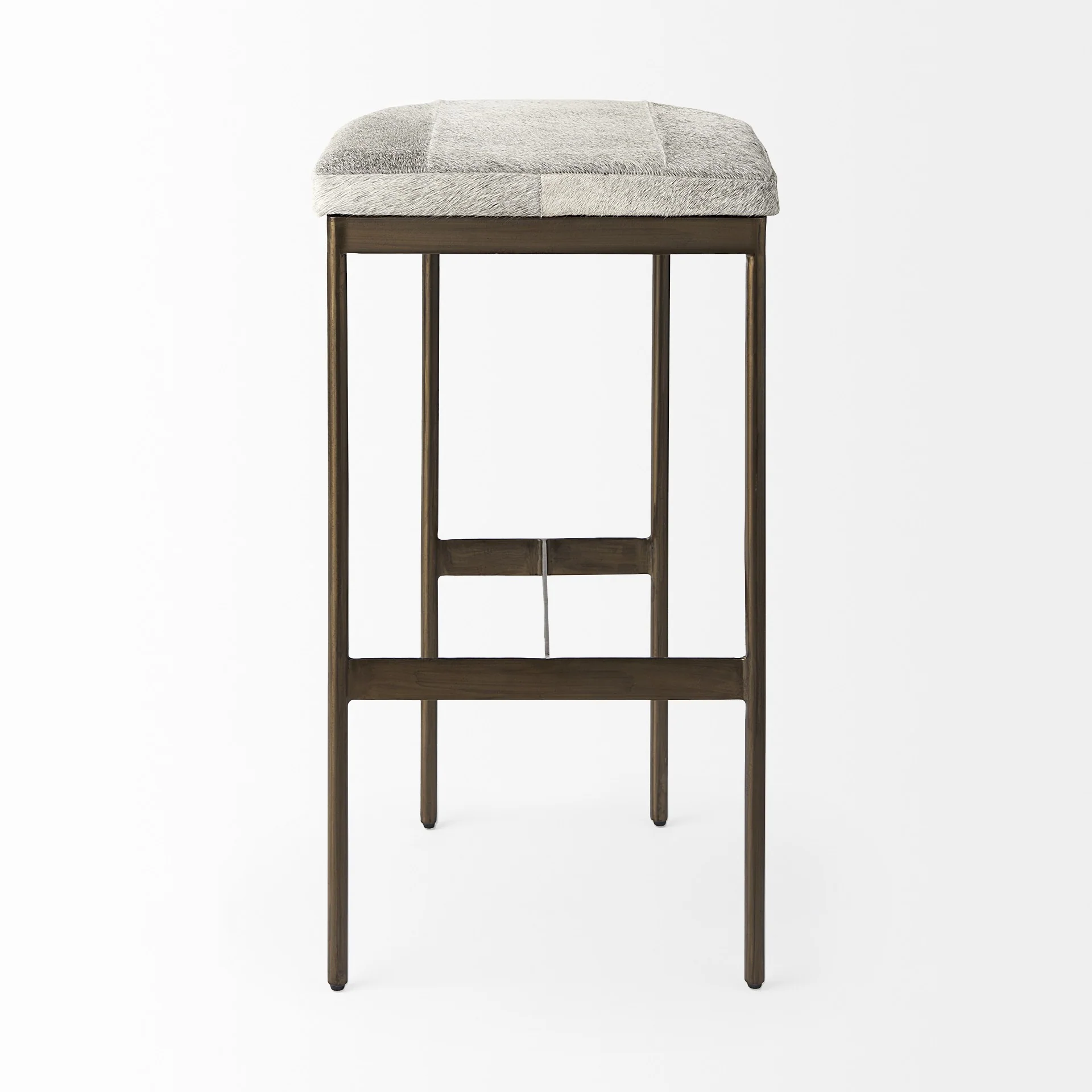 Cowhide Bar Stool With Gold Metal Frame By Homeroots - Image 2