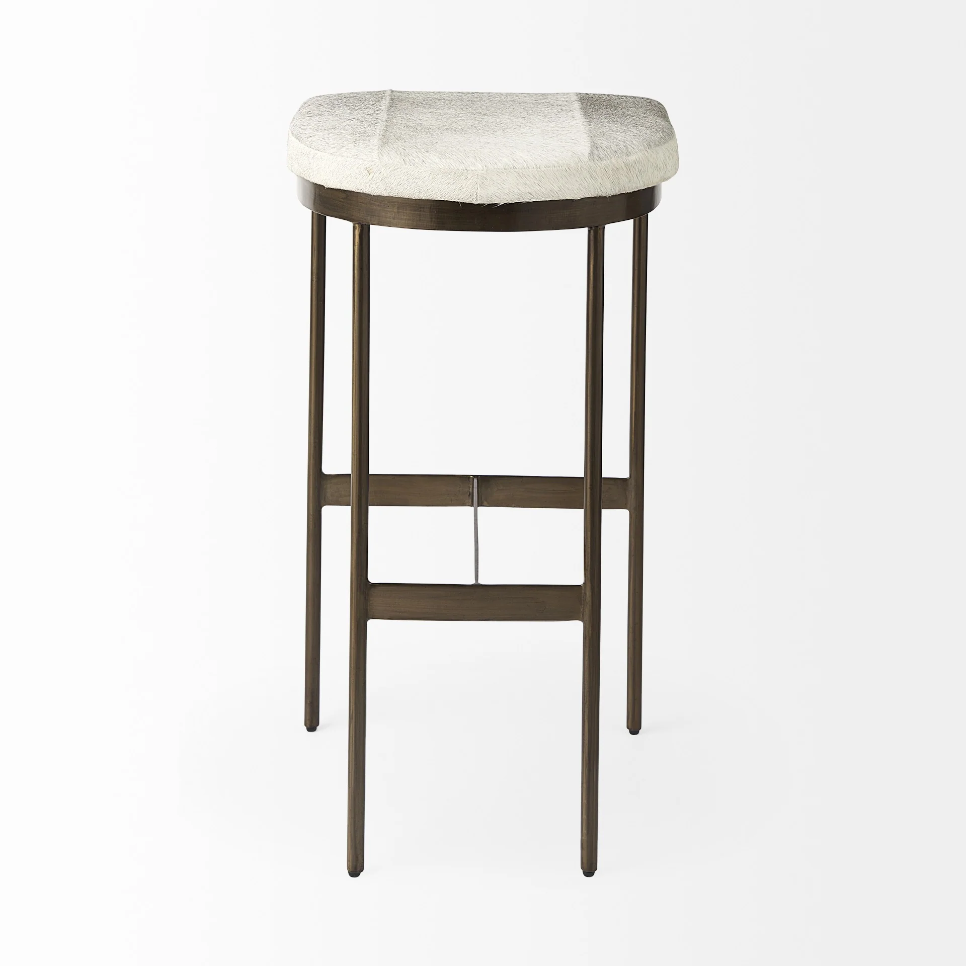 Cowhide Bar Stool With Gold Metal Frame By Homeroots - Image 4
