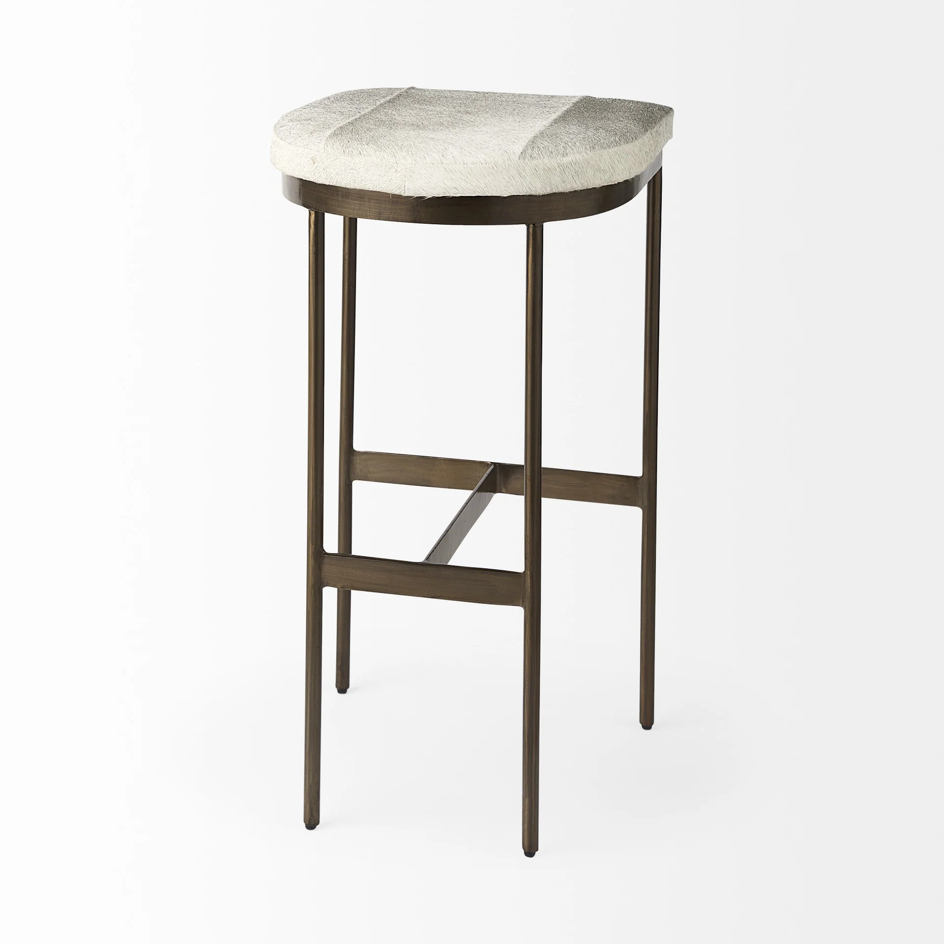 Cowhide Bar Stool With Gold Metal Frame By Homeroots - Image 5