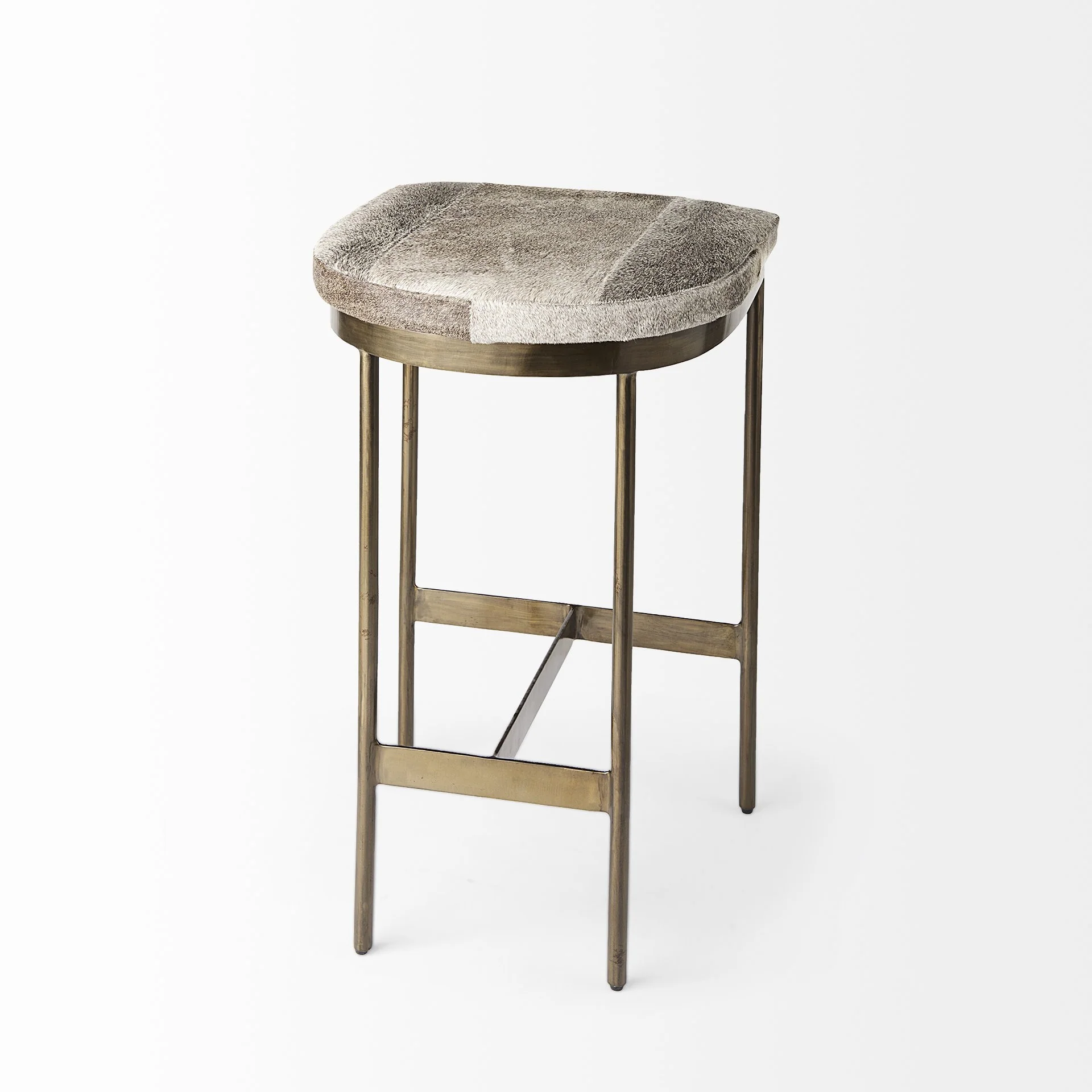 Cowhide Counter Stool With Gold Metal Frame By Homeroots - Image 5