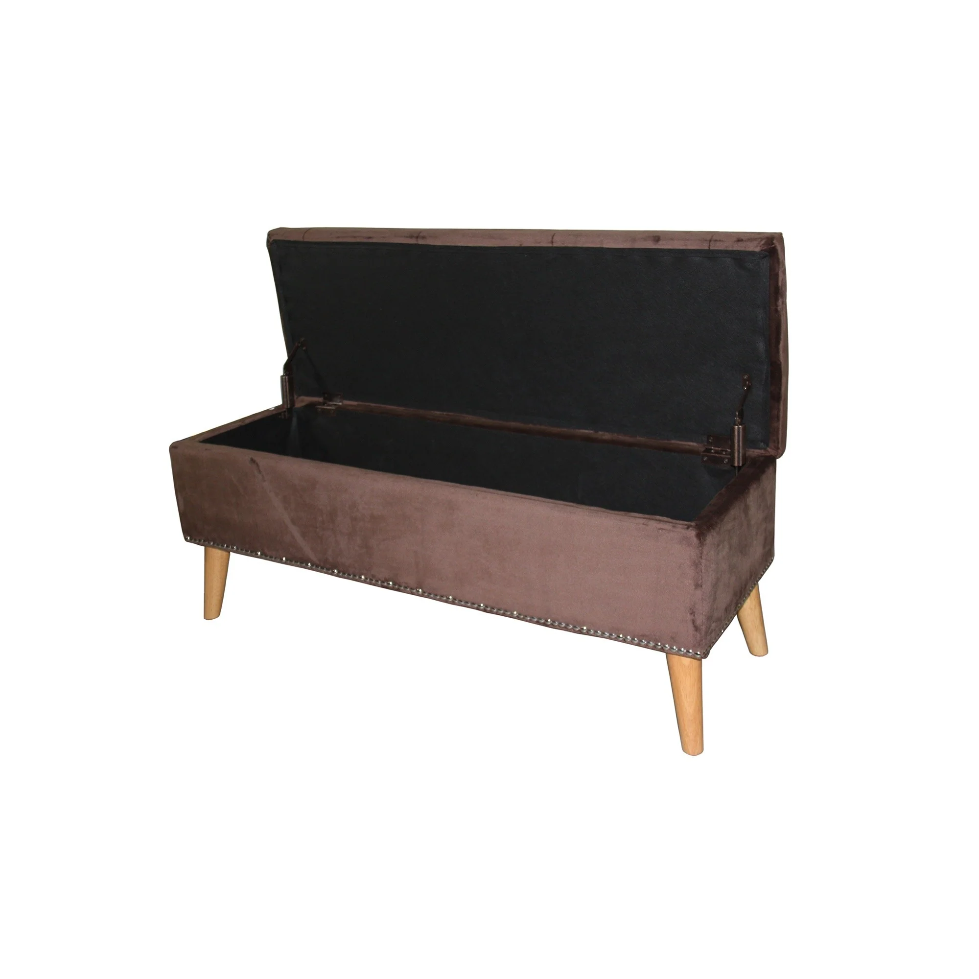 Cozy Brown Suede Storage Bench By Homeroots - Image 2