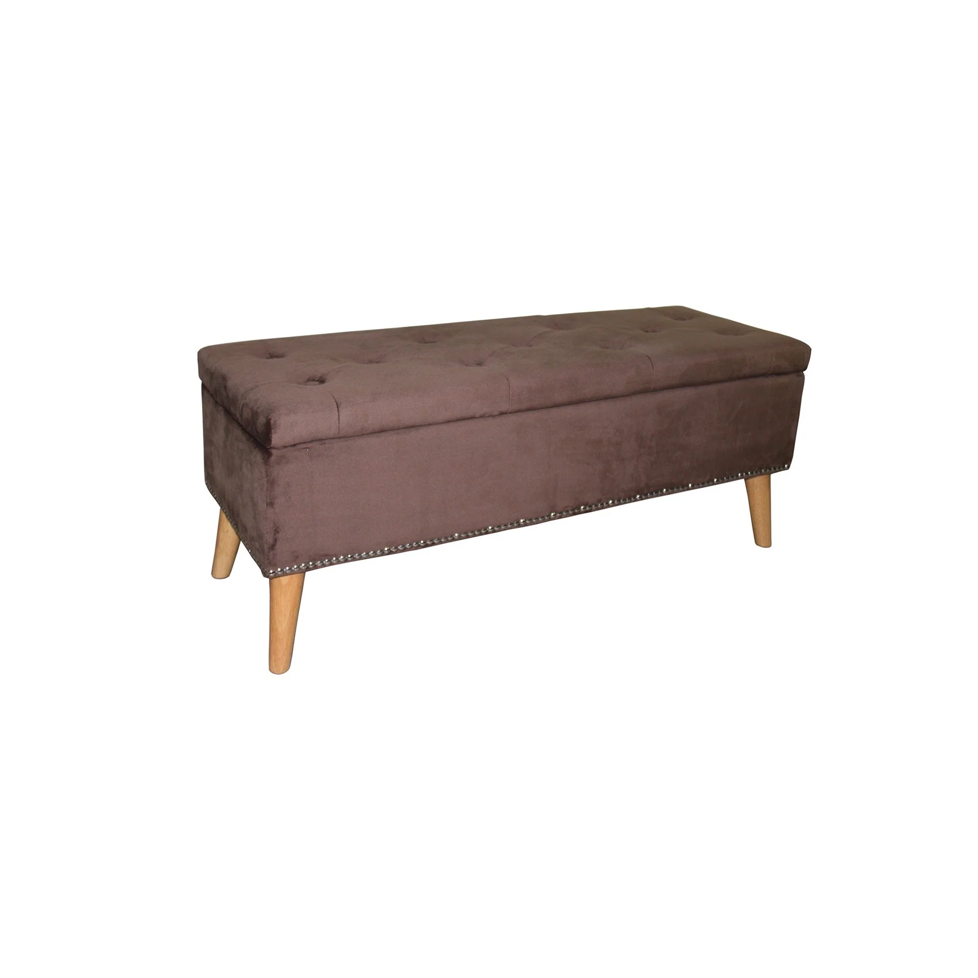 Cozy Brown Suede Storage Bench By Homeroots - Image 3