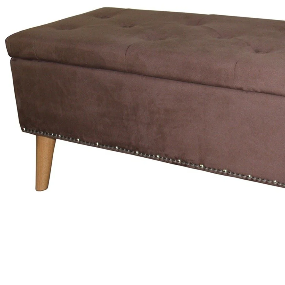 Cozy Brown Suede Storage Bench By Homeroots - Image 4
