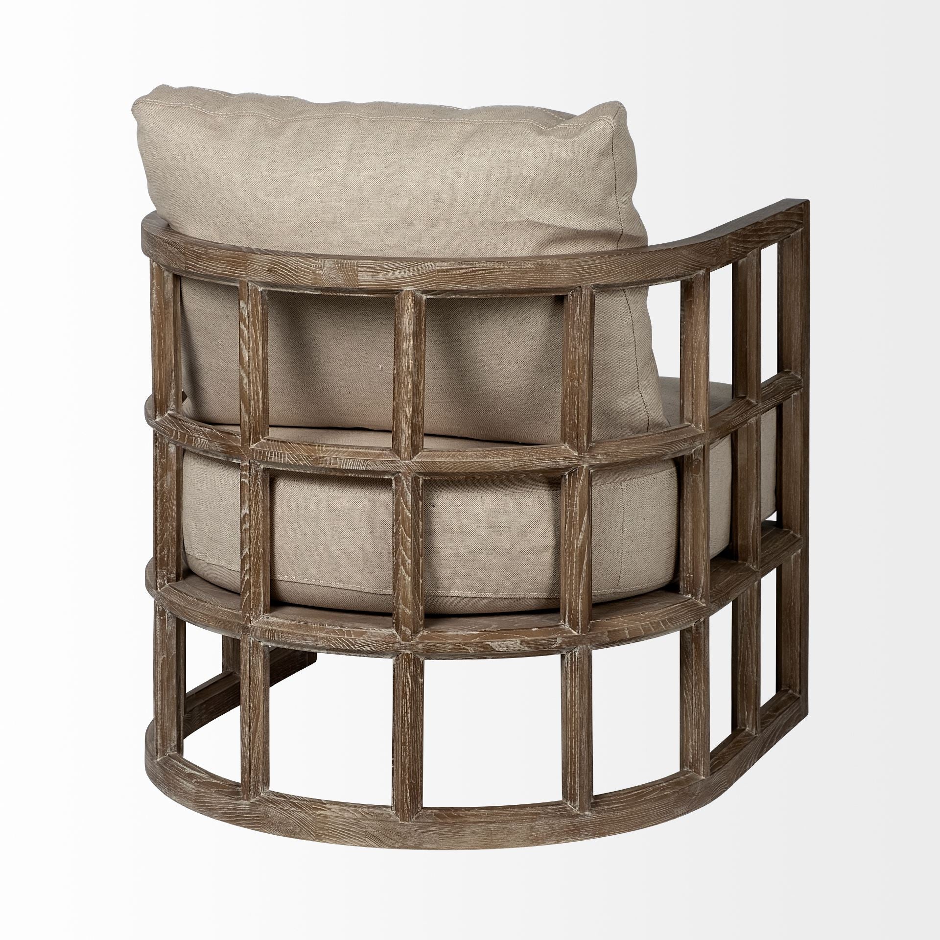 Cream and Brown Fabric Arm Chair By Homeroots - Image 5