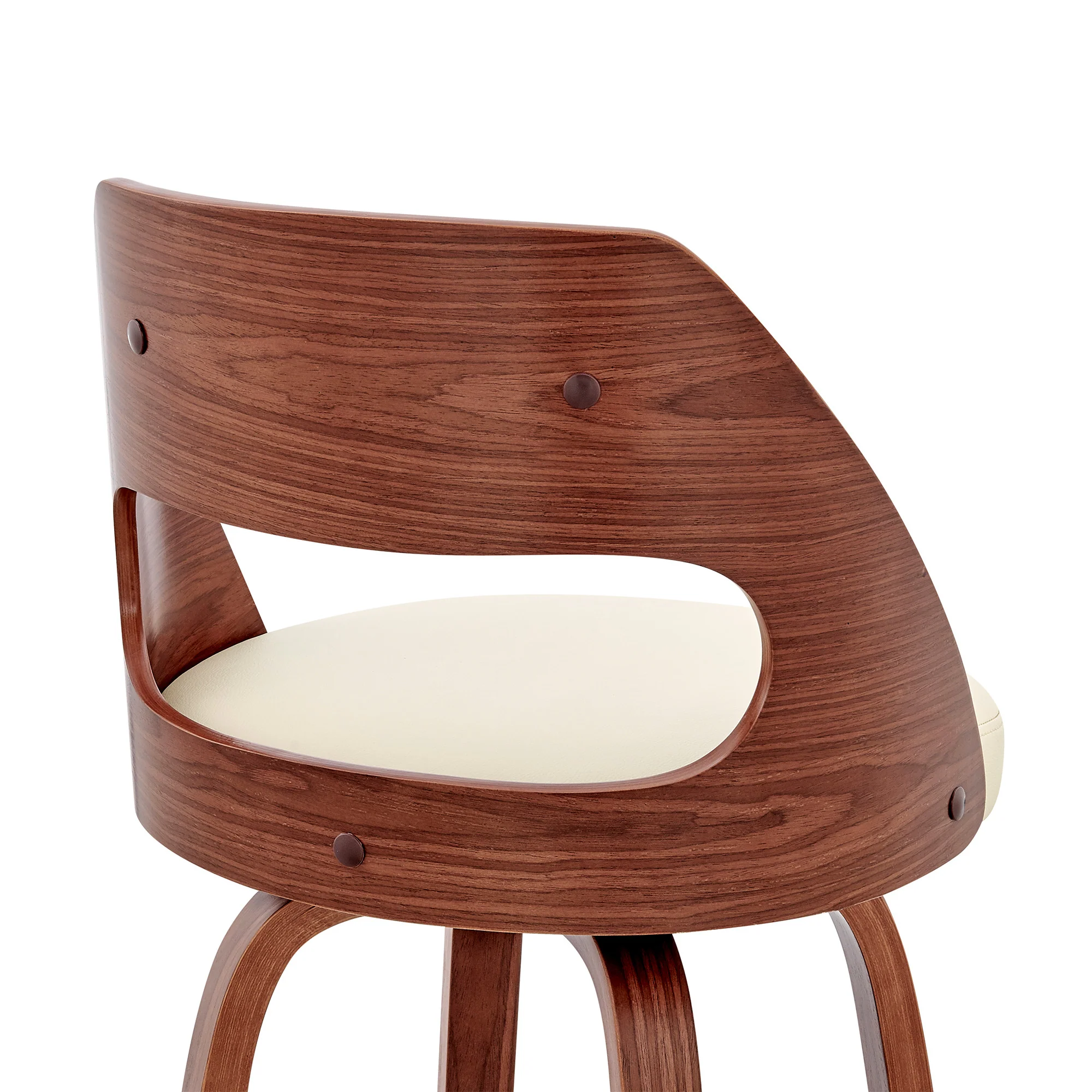Cream and Brown Faux Leather Swivel Bar Chair By Homeroots - Image 5