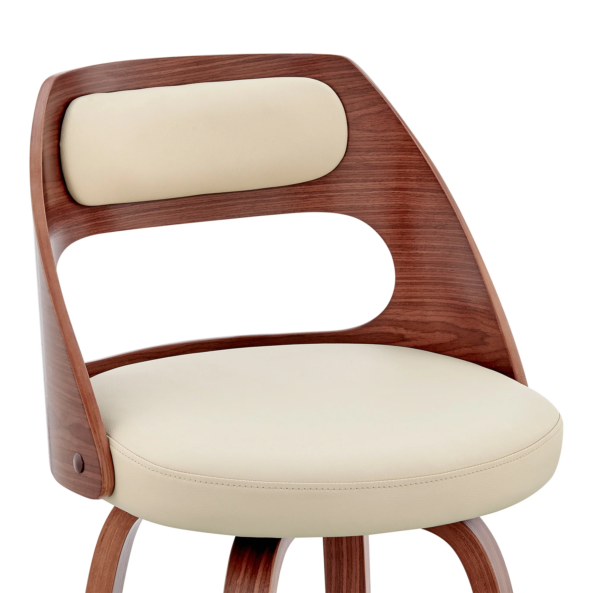 Cream And Brown Faux Leather Swivel Counter Height Bar Chair By Homeroots - Image 7