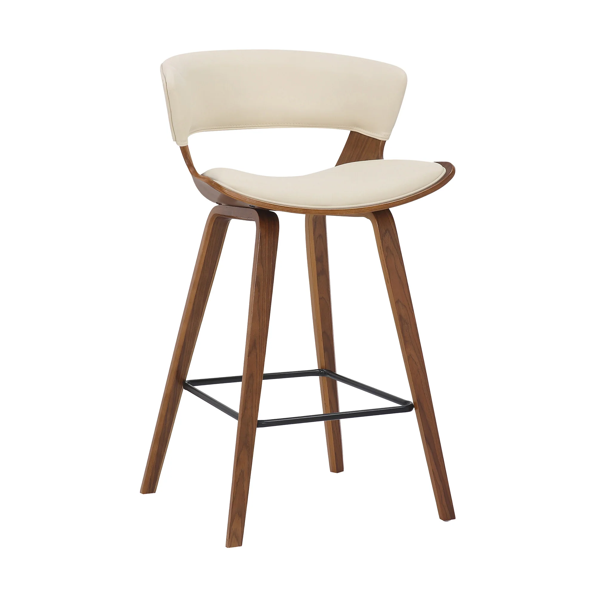 Cream And Brown Iron Low Back Counter Height Bar Chair By Homeroots - Image 2