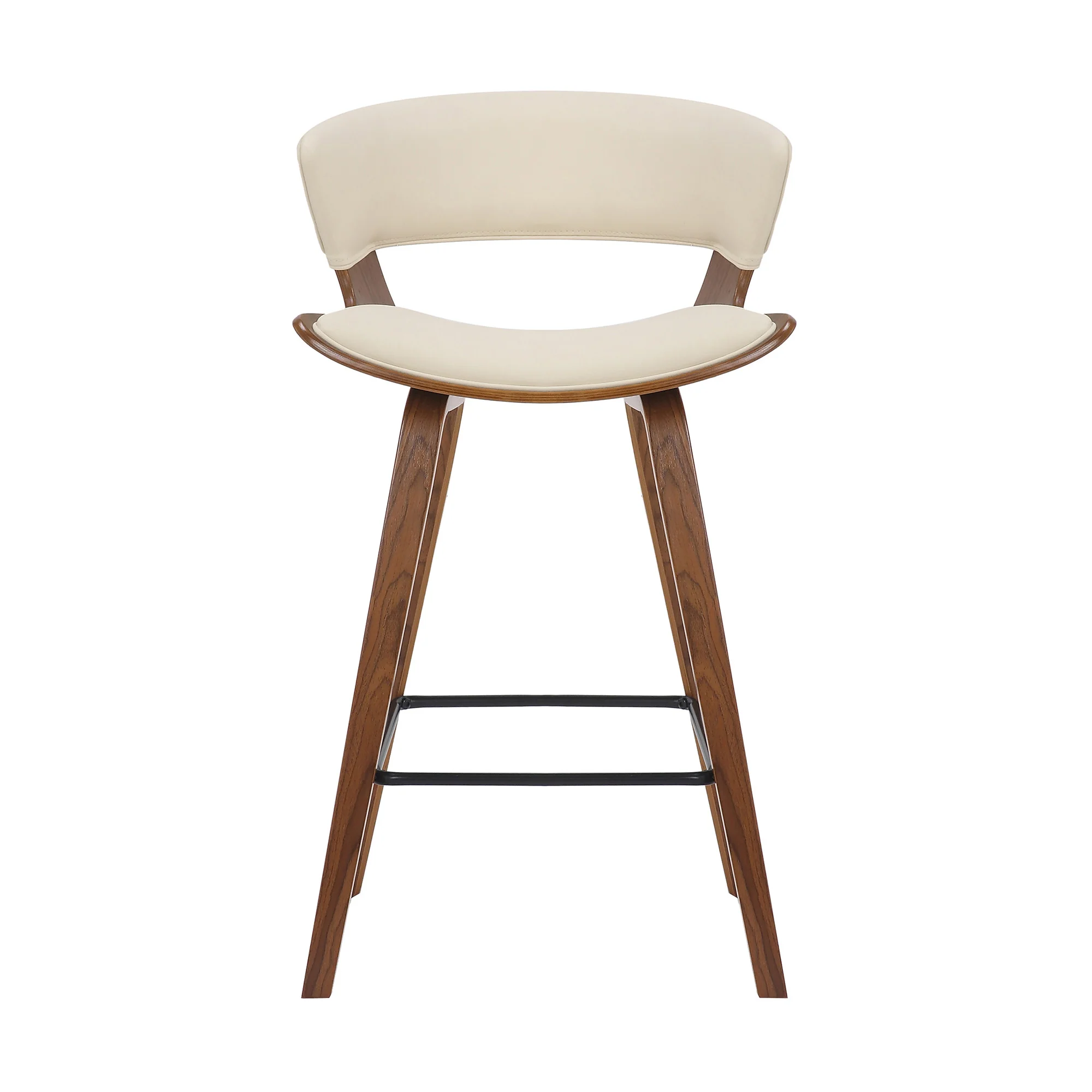 Cream And Brown Iron Low Back Counter Height Bar Chair By Homeroots - Image 3