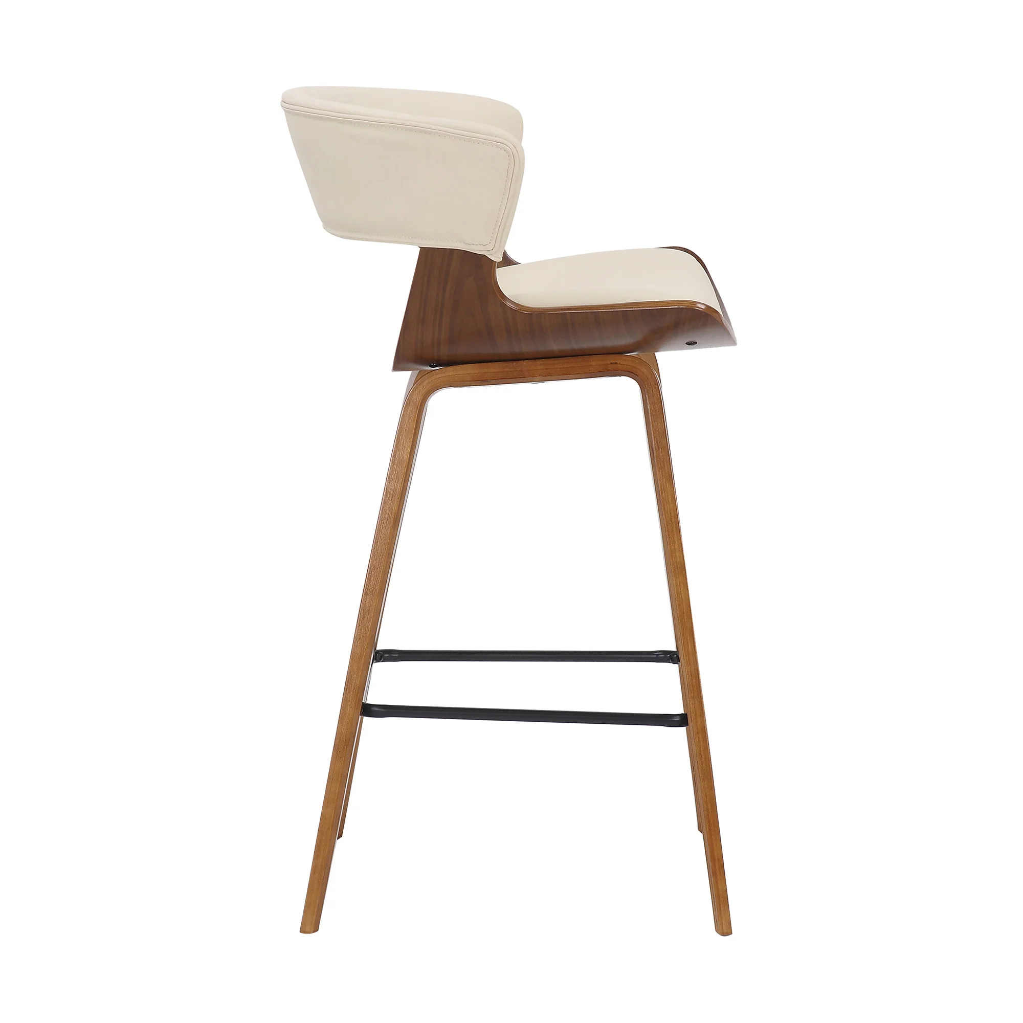 Cream And Brown Iron Low Back Counter Height Bar Chair By Homeroots - Image 4