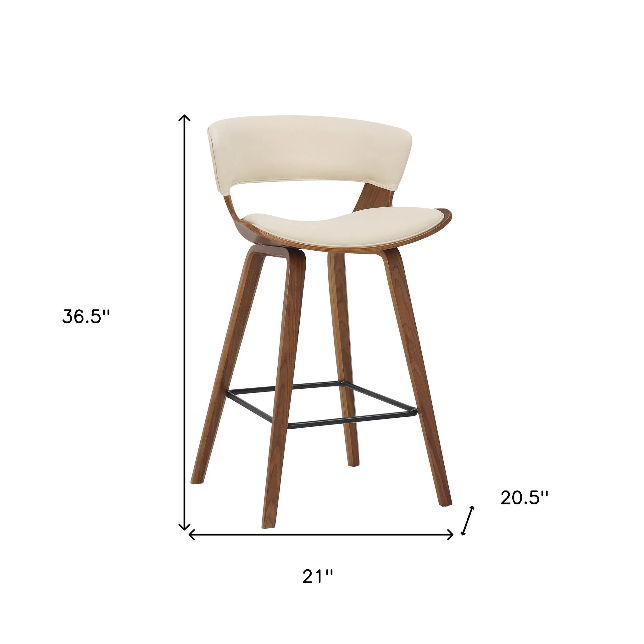 Cream And Brown Iron Low Back Counter Height Bar Chair By Homeroots - Image 7