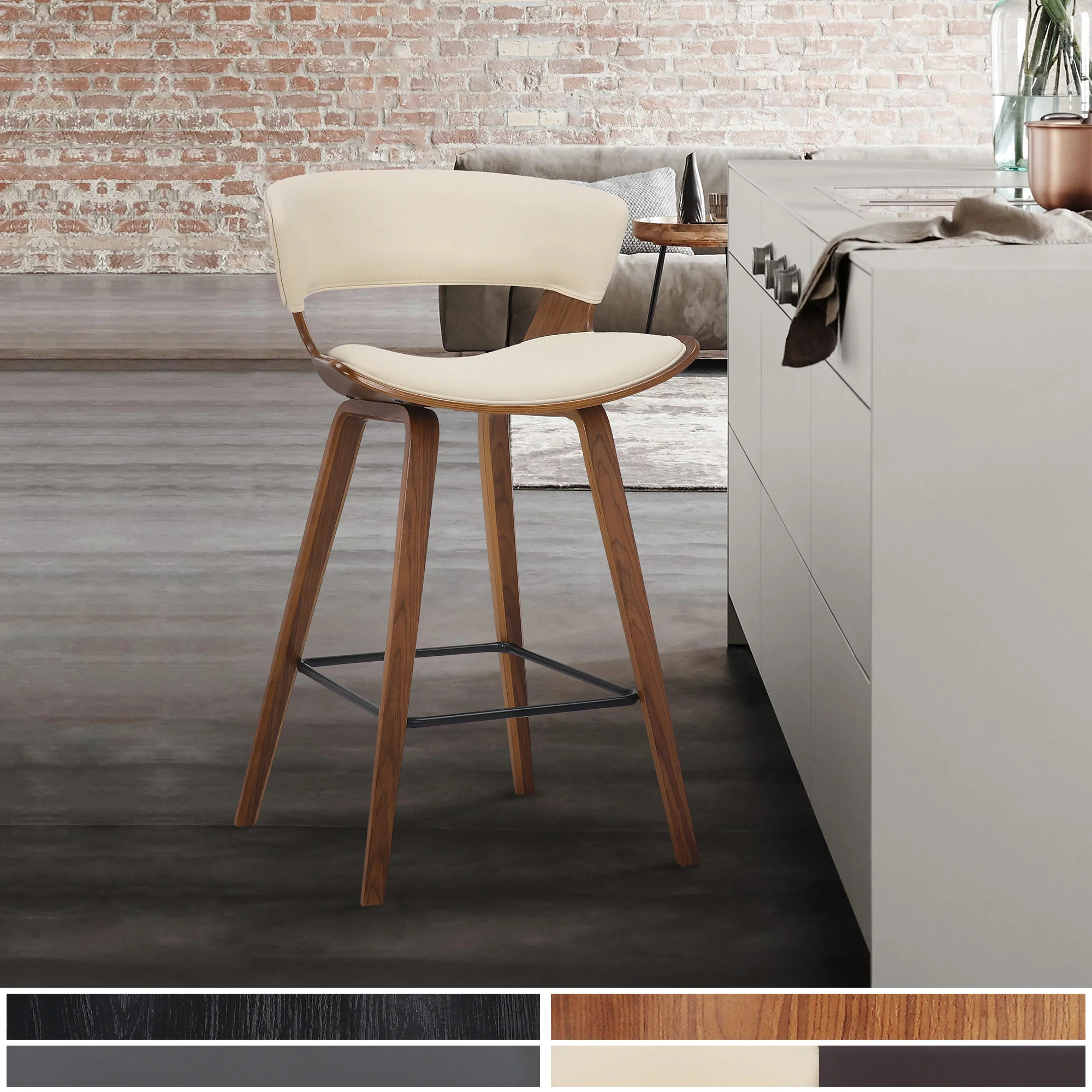 Cream And Brown Iron Low Back Counter Height Bar Chair By Homeroots - Image 8