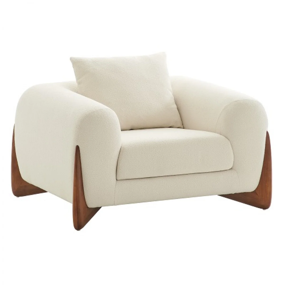 Cream And Brown Sherpa Arm Chair By Homeroots - Image 2