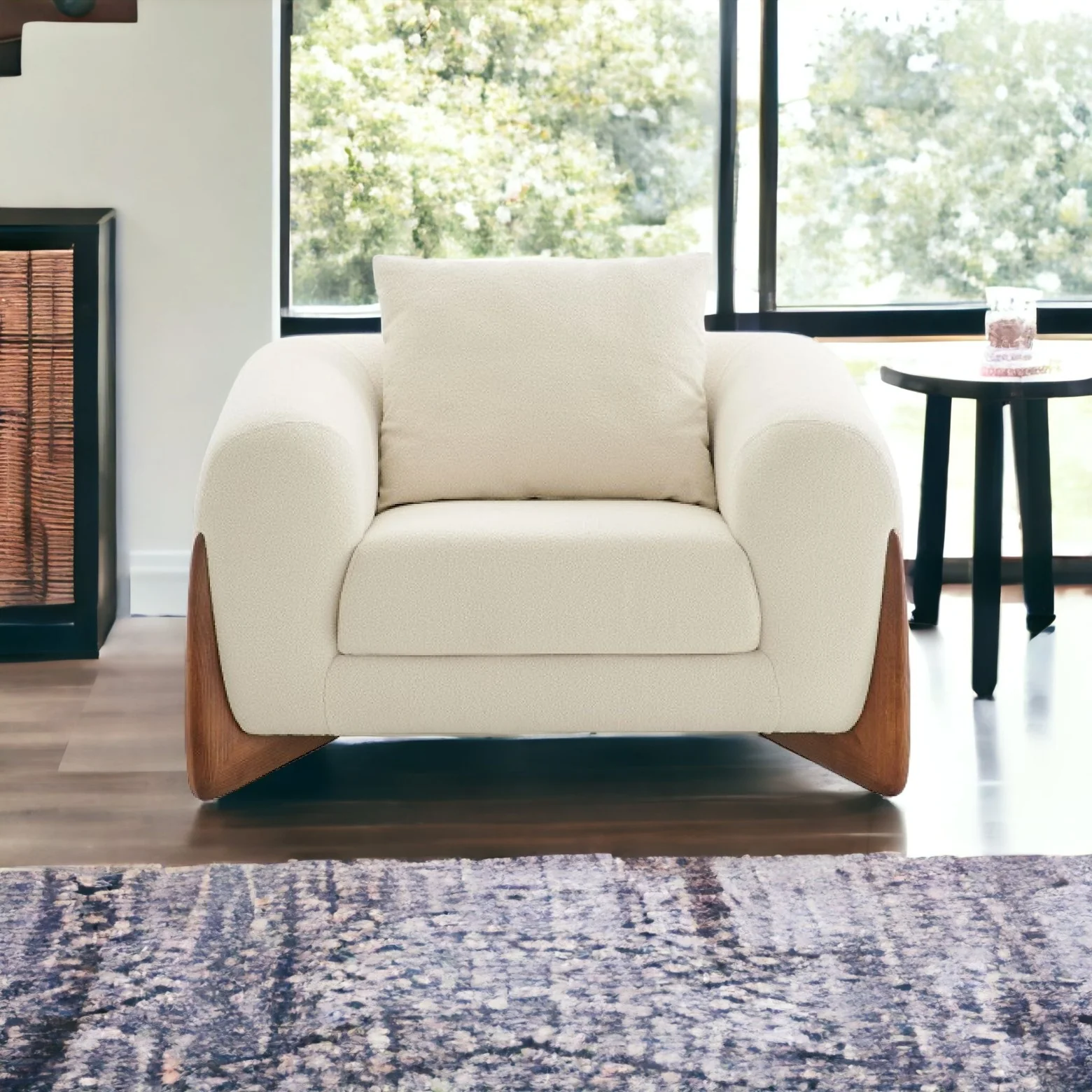 Cream And Brown Sherpa Arm Chair By Homeroots - Image 3