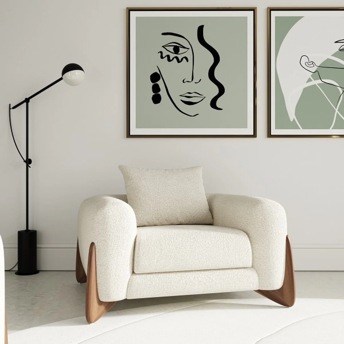 Cream And Brown Sherpa Arm Chair By Homeroots - Image 4