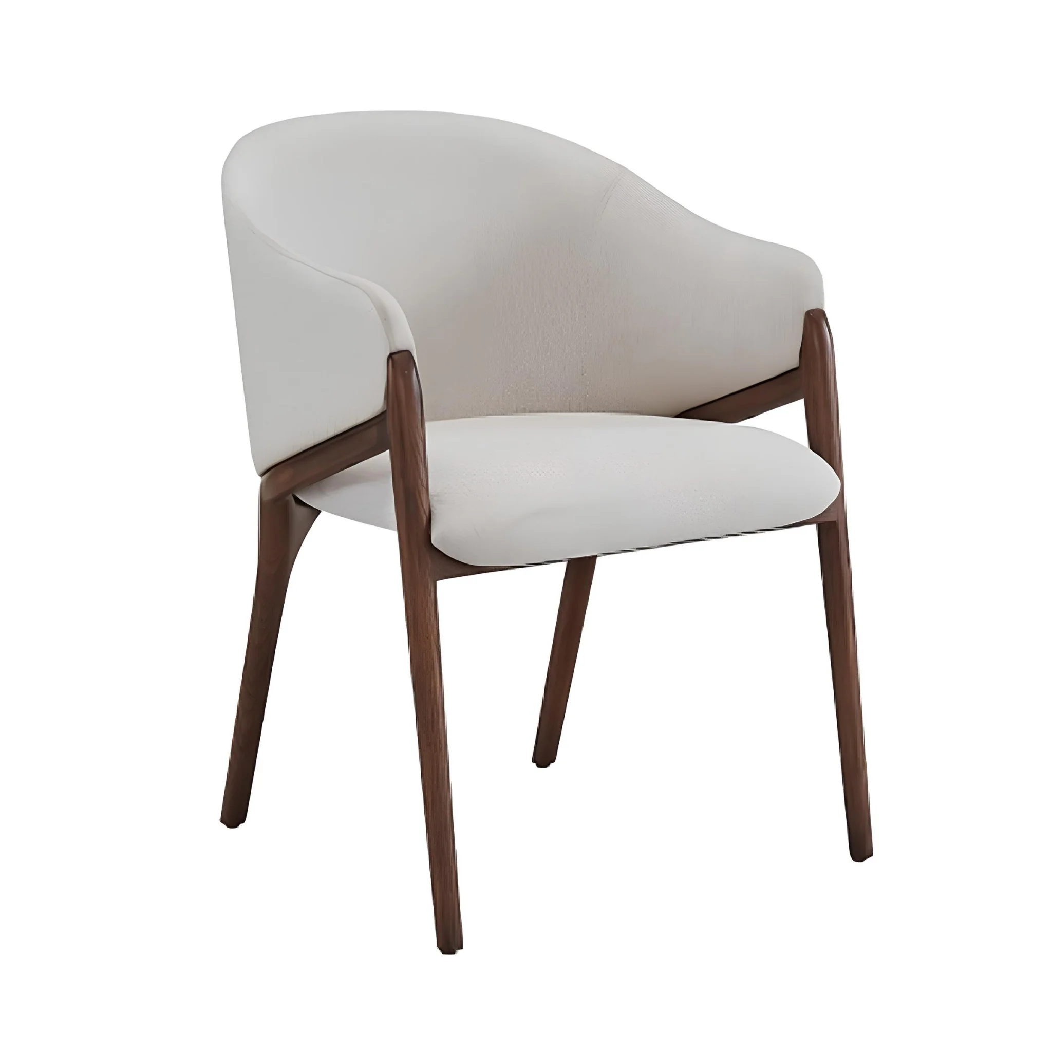 Cream And Brown Upholstered Fabric Wing Back Dining Arm Chair By Homeroots - Image 2