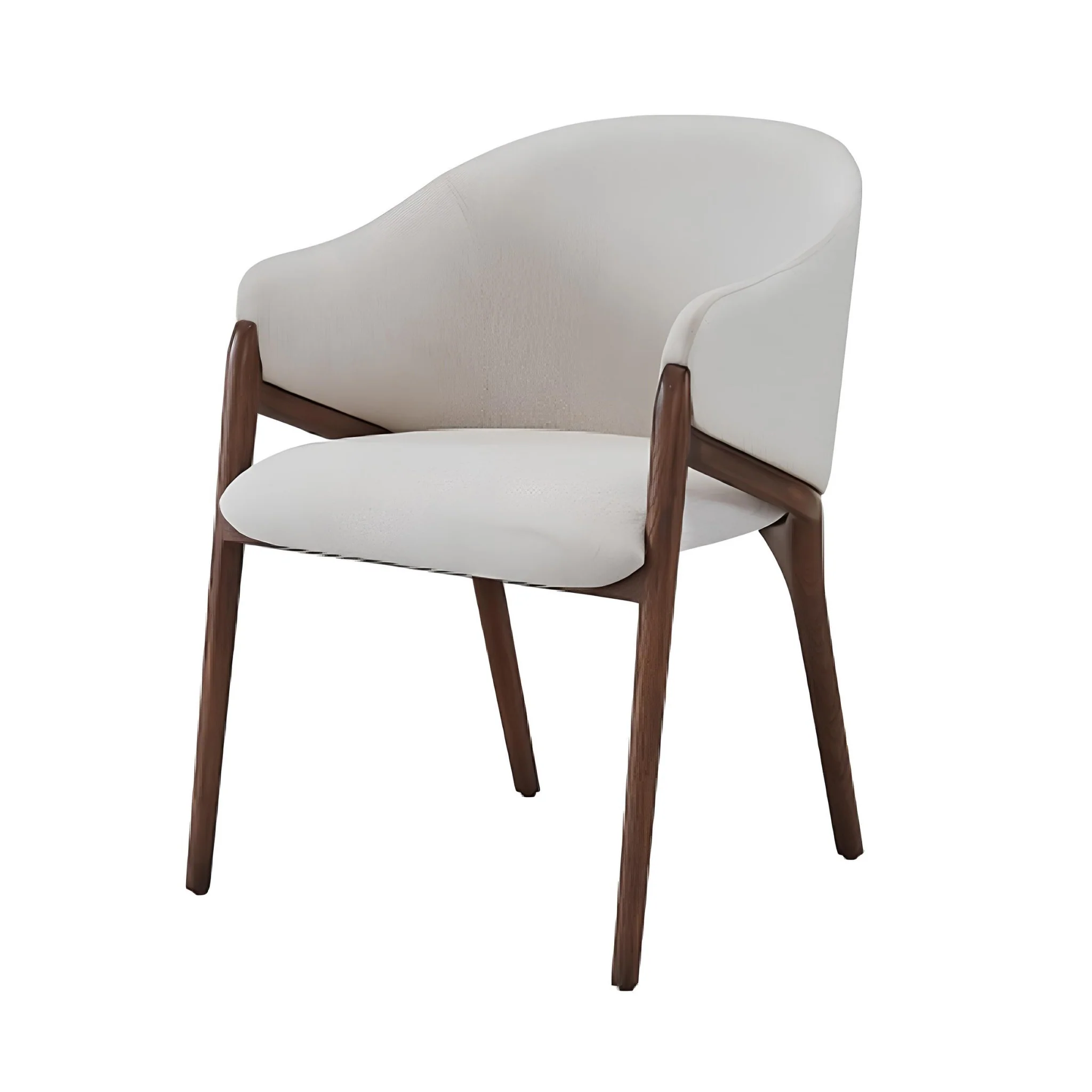 Cream And Brown Upholstered Fabric Wing Back Dining Arm Chair By Homeroots - Image 4