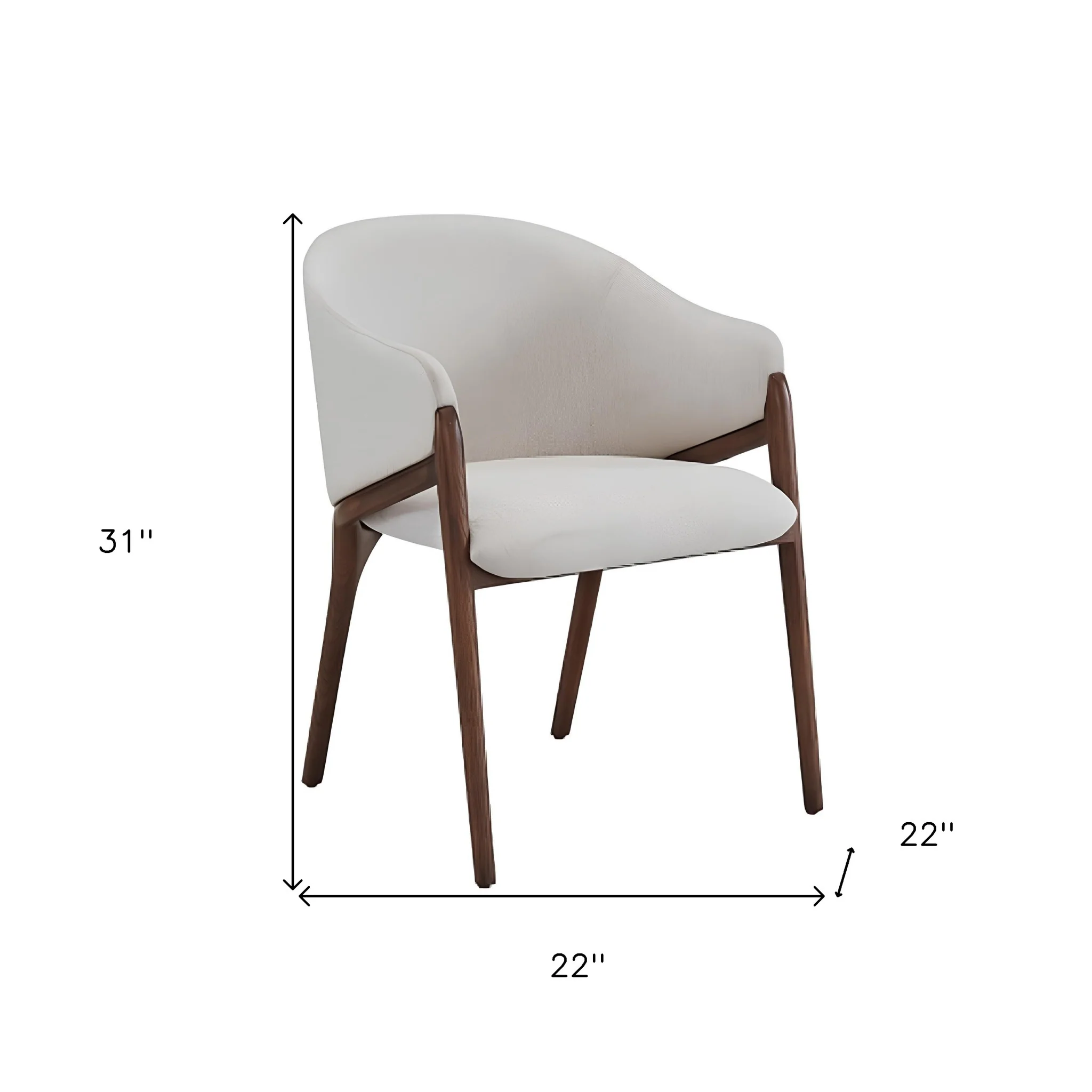 Cream And Brown Upholstered Fabric Wing Back Dining Arm Chair By Homeroots - Image 5