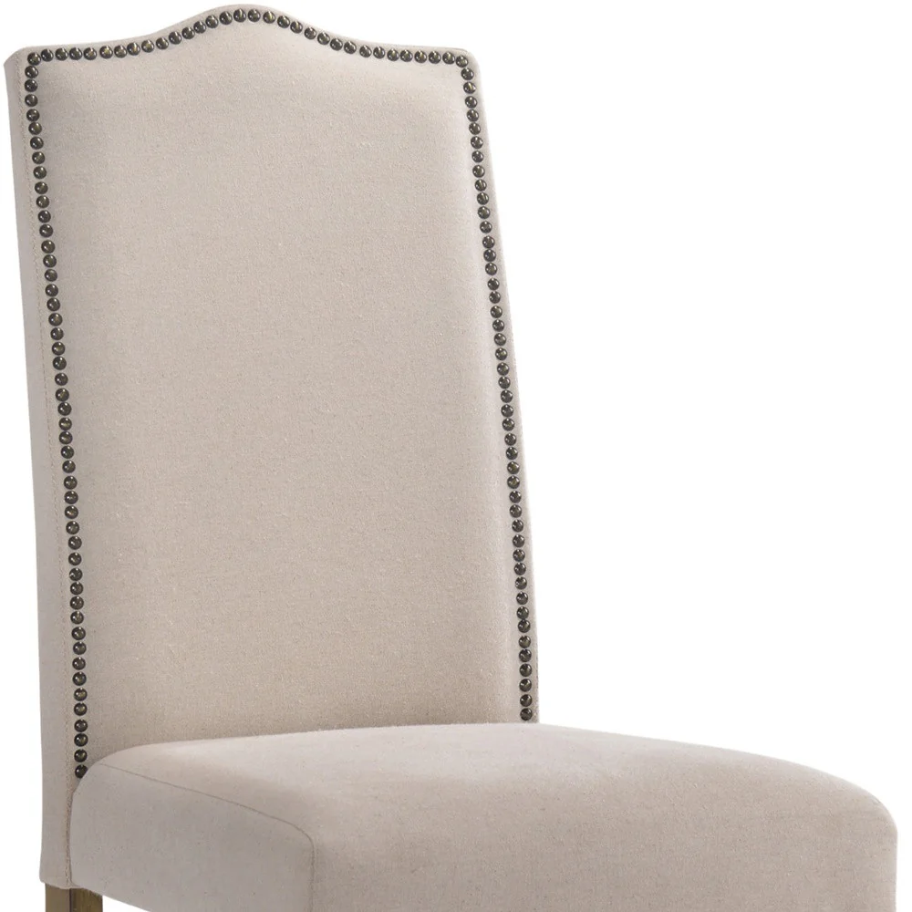 Cream And Brown Upholstered Linen Dining Parsons Chair By Homeroots - Image 3