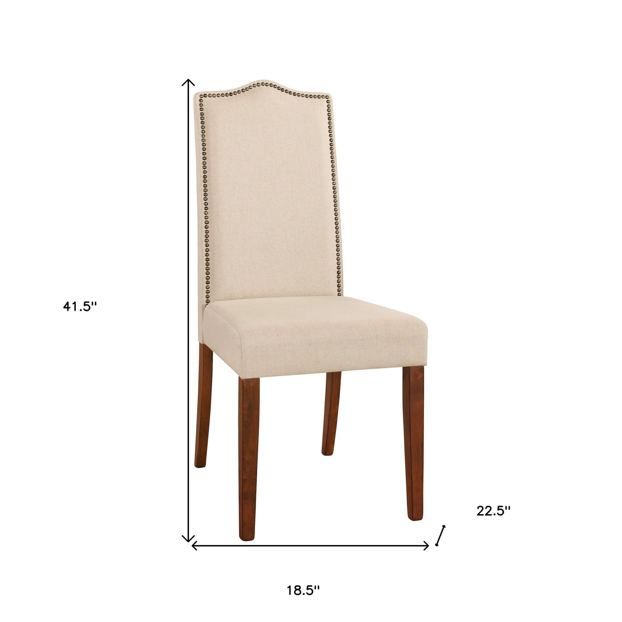 Cream And Chestnut Upholstered Linen Dining Parsons Chair By Homeroots - Image 4