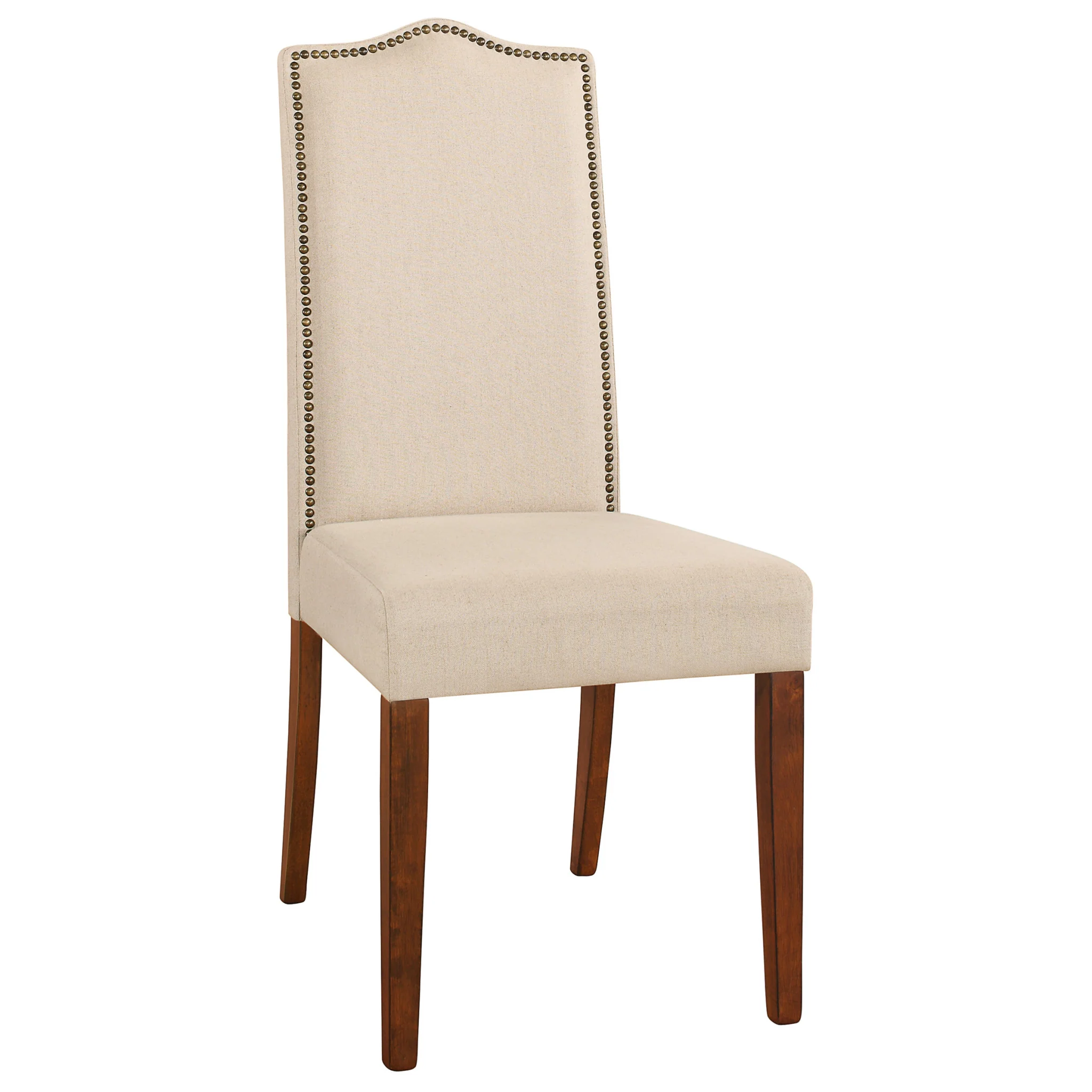 Cream And Chestnut Upholstered Linen Dining Parsons Chair By Homeroots - Image 5