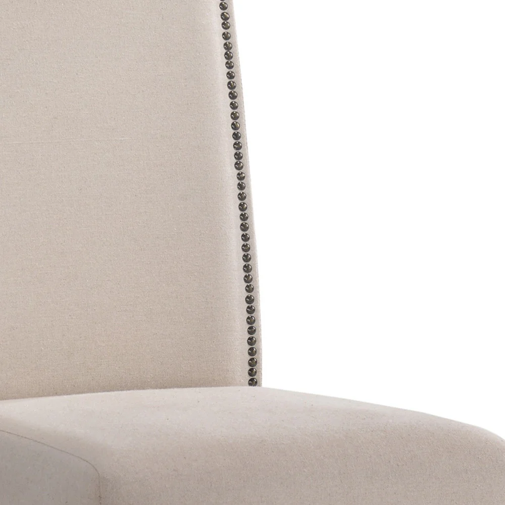 Cream And Espresso Upholstered Linen Dining Parsons Chair By Homeroots - Image 2