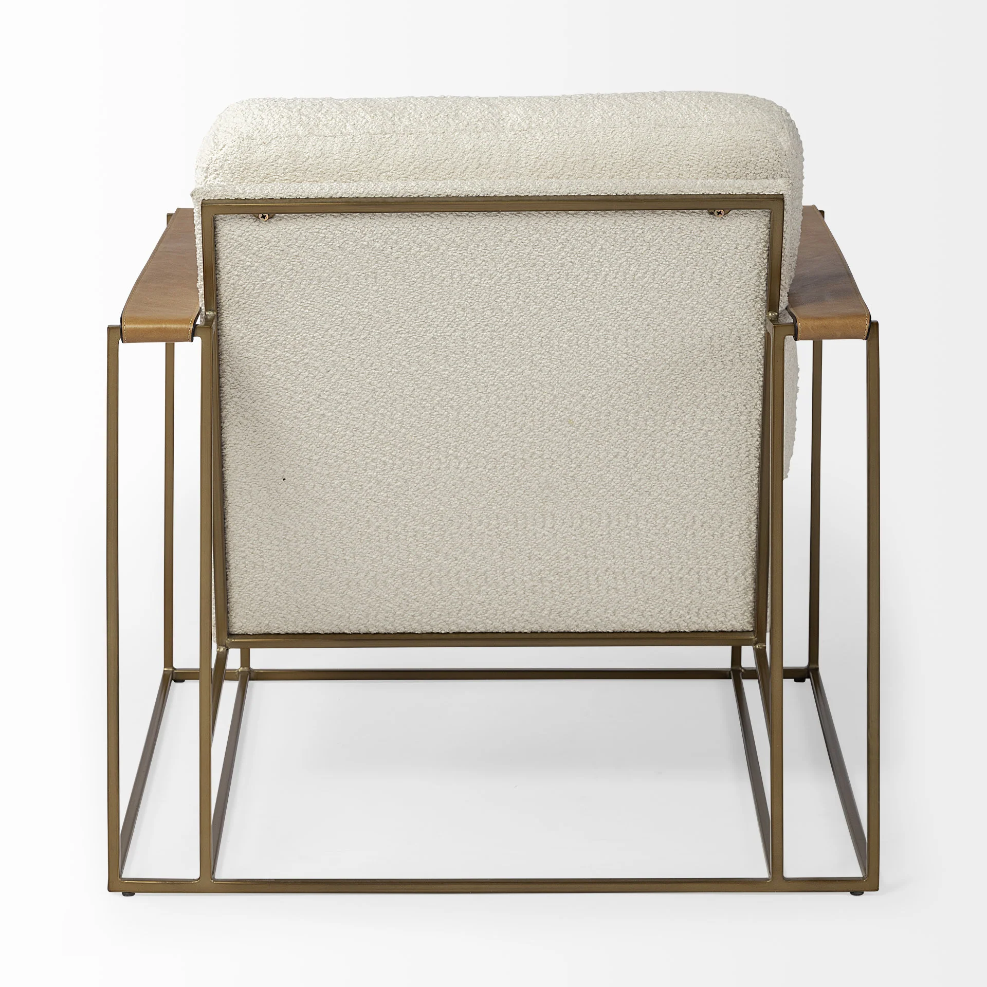 Cream and Gold Linen Lounge Chair By Homeroots - Image 5