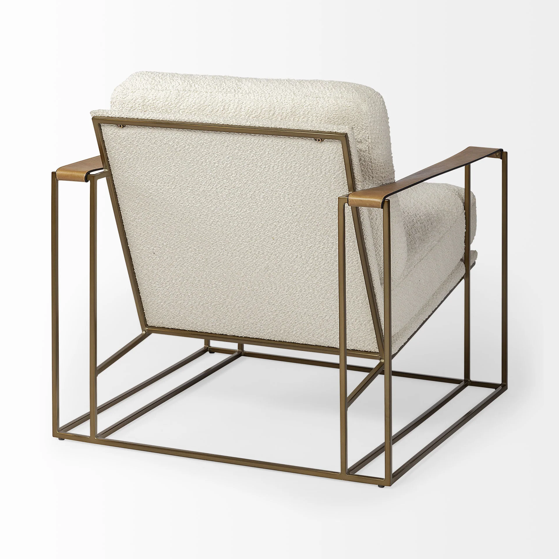 Cream and Gold Linen Lounge Chair By Homeroots - Image 6